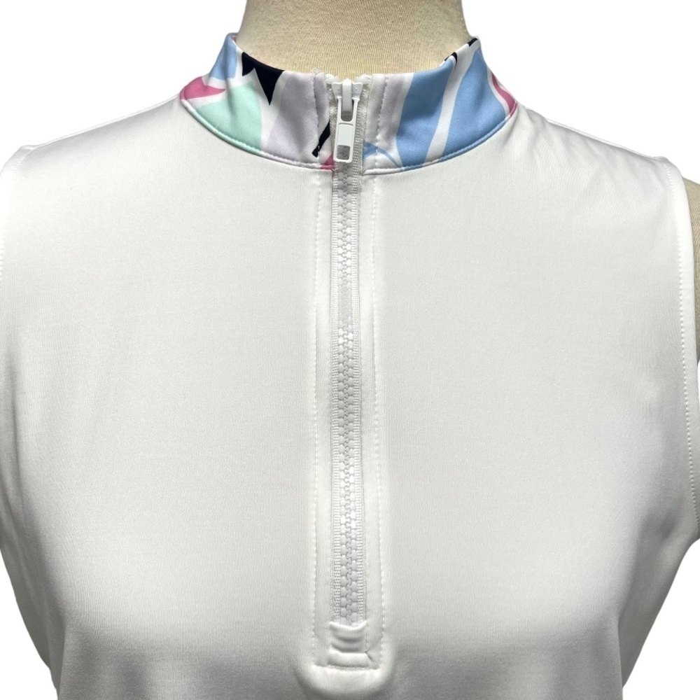 Tommy Bahama Golf White Quarter Zip Printed Stand Collar Casual Dress Large - Picture 4 of 10